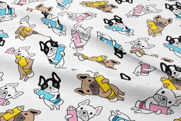 Ellerinde Kalem Tutan French Bulldog Köpekler