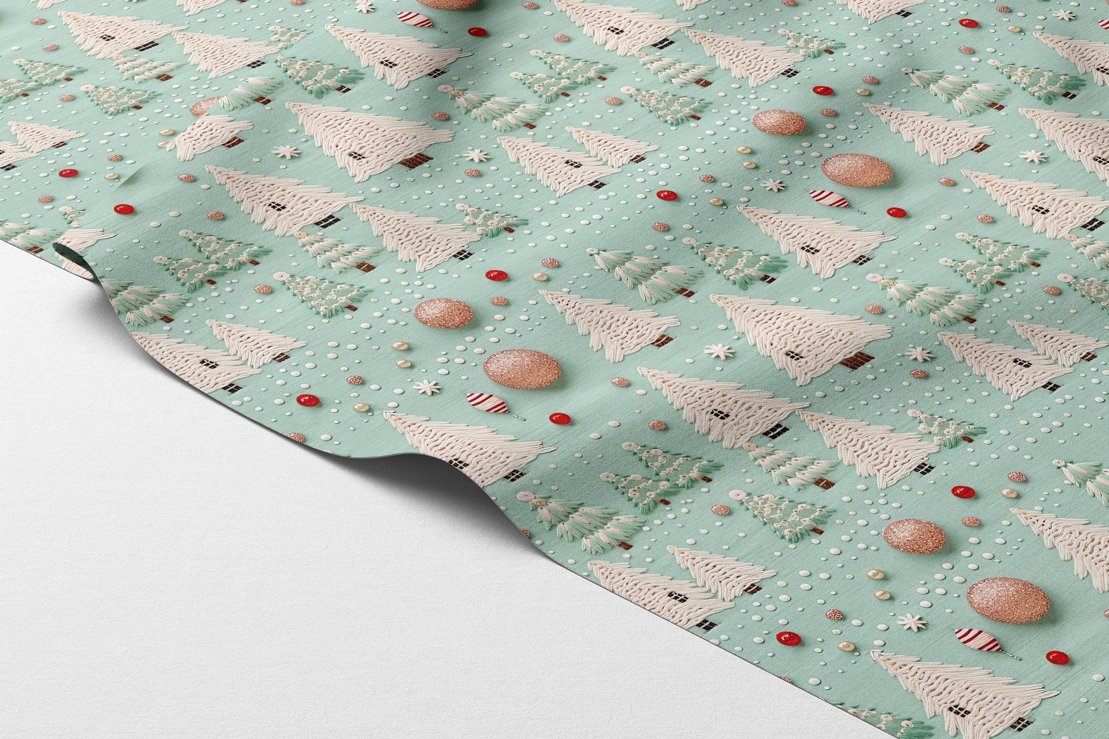 Yılbaşı Koleksiyonu- Çam Ağaç Ormanı Çok Amaçlı Dekoratif Dijital Baskı Kumaş