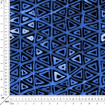 Mavi Etnik Geometrik Desenli Kumaş