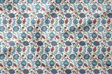 Tile Digital Printed Fabric on Cream Background