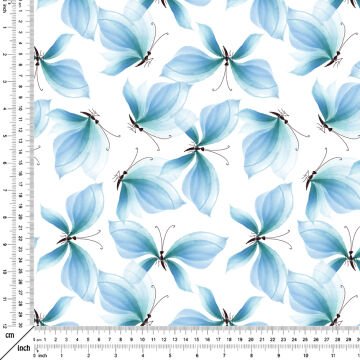 Blue Butterfly Patterned Fabric