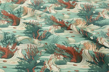 Summer Collection Blue Tile Fish Among Seaweeds Underwater Multi-Purpose Decorative Digital Printing Fabric