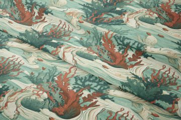 Summer Collection Blue Tile Fish Among Seaweeds Underwater Multi-Purpose Decorative Digital Printing Fabric