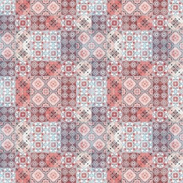 Soft Tonlu Patchwork Desenli Dijital Baskılı Kumaş