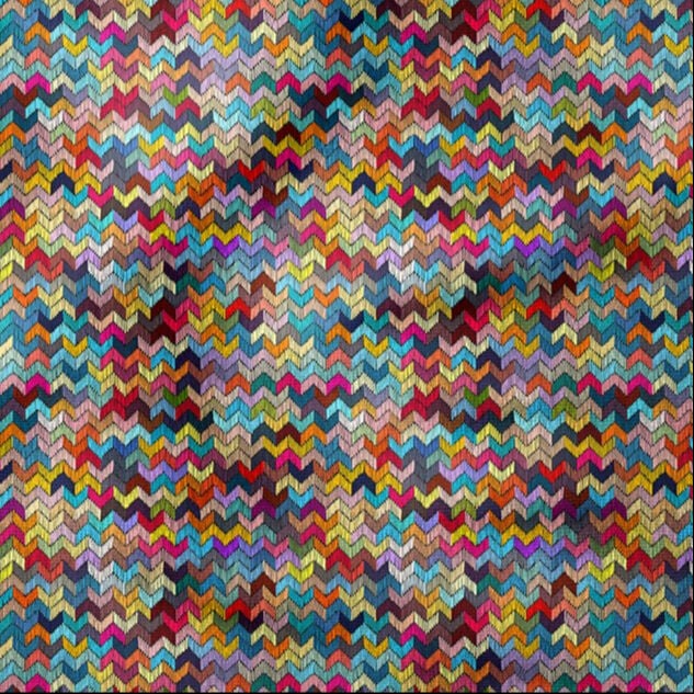 Renkli Zigzag Desenli Dijital Baskılı Kumaş