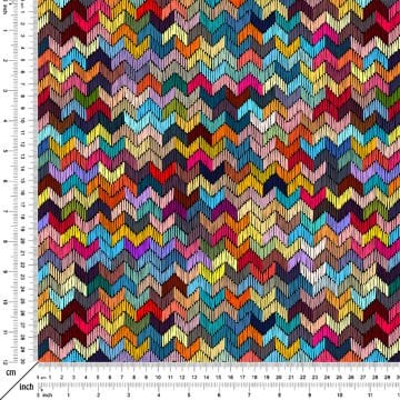 Renkli Zigzag Desenli Dijital Baskılı Kumaş