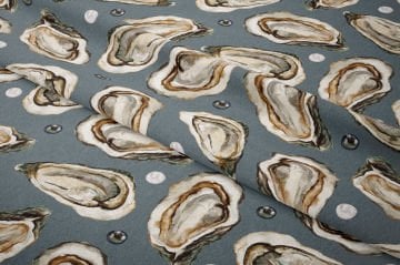 İstiridye Desenli Deniz Temalı Dekoratif Kumaş