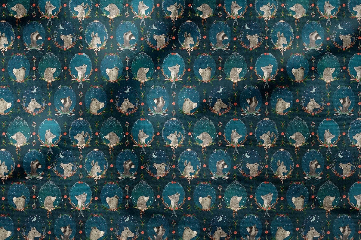 Animals in Navy Blue and Turquoise Wreaths