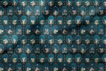 Animals in Navy Blue and Turquoise Wreaths