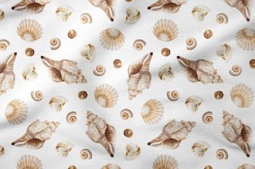 Deniz Kabukları Desenli Dekoratif Kumaş