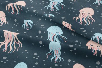 Sevimli Denizanası Desenli Dekoratif Kumaş