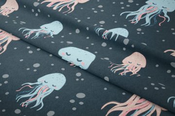 Sevimli Denizanası Desenli Dekoratif Kumaş