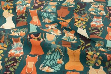 Bikini Mayo Desenli Tropikal Dekoratif Kumaş