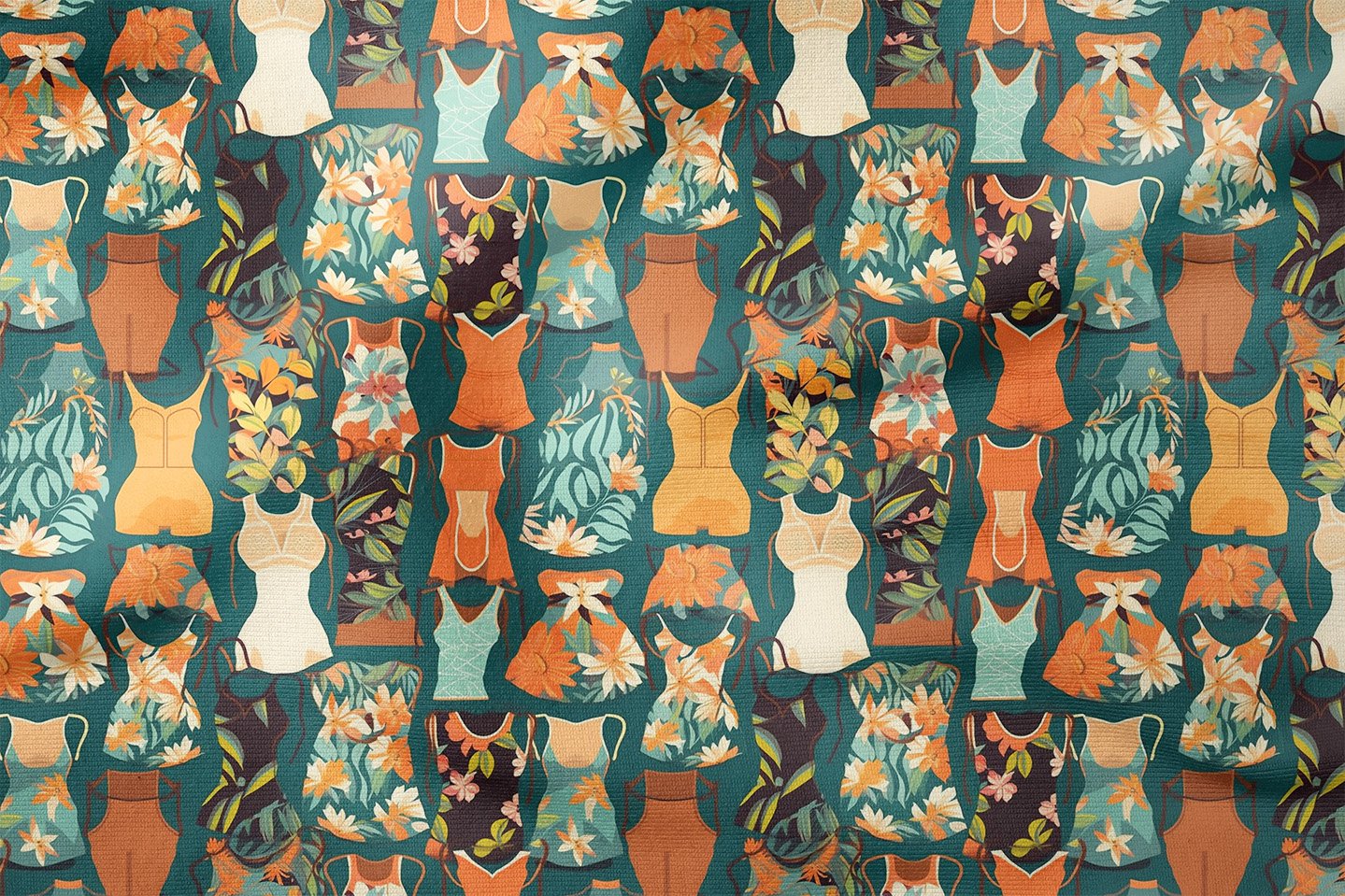 Bikini Mayo Desenli Tropikal Dekoratif Kumaş