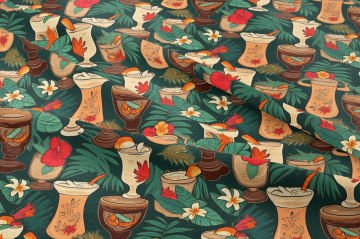 Tropikal Kokteyl Desenli Dekoratif Kumaş