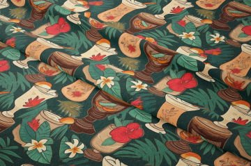 Tropikal Kokteyl Desenli Dekoratif Kumaş