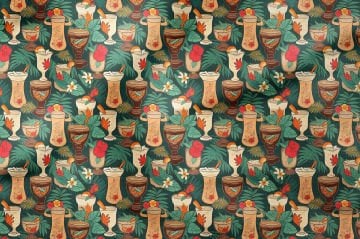 Летняя коллекция Красочные коктейльные бокалы на бирюзовом фоне Многоцелевая декоративная ткань с цифровой печатью