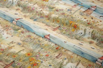 Deniz Feneri Sahil Manzaralı Dekoratif Kumaş