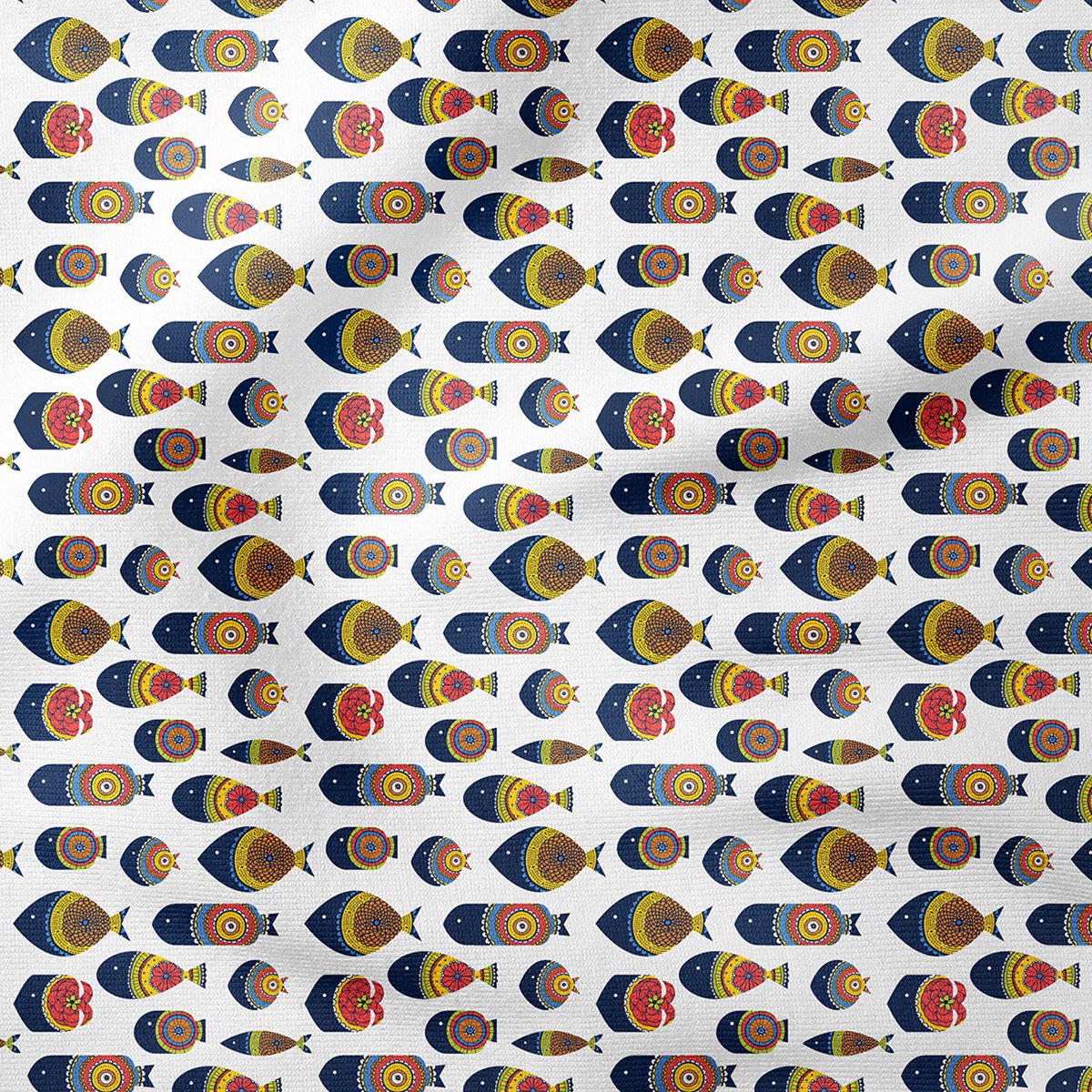 Mandala Motifli Geometrik Balık Desenli Kumaş
