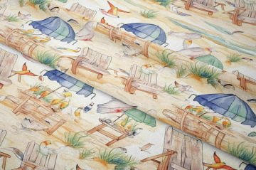 Sahil Temalı Yazlık Dekoratif Kumaş