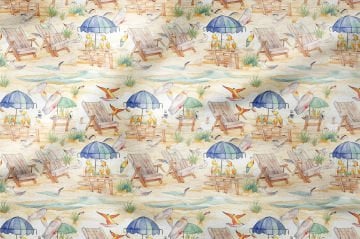 Sahil Temalı Yazlık Dekoratif Kumaş