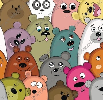 Animasyon Çizim Renkli Ayıcık Desenli Dijital Baskı Kumaş