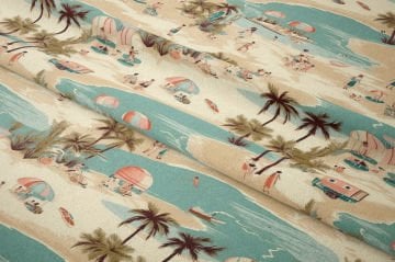 Retro Tatil Sahili Dekoratif Kumaş