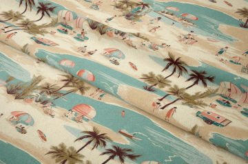 Retro Tatil Sahili Dekoratif Kumaş