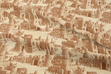 Kumdan Kale Desenli Dekoratif Kumaş