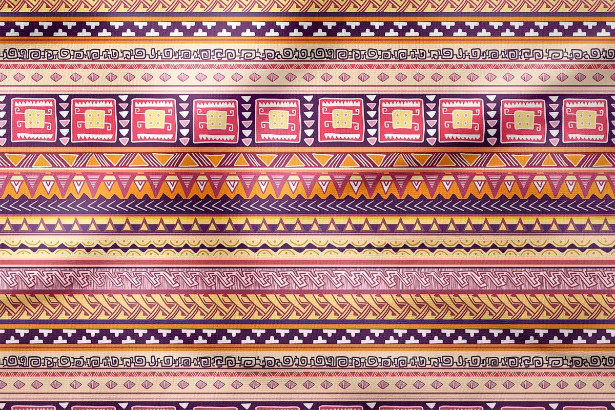 Pembe Turuncu Renklerde Etnik Desenler