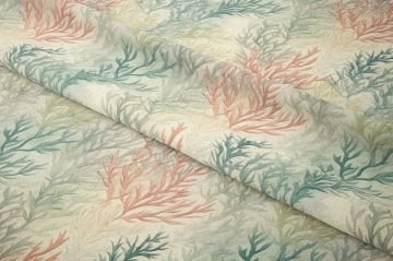 Mercan Desenli Deniz Temalı Dekoratif Kumaş