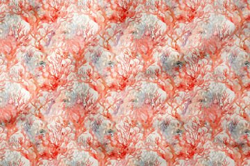 Suluboya Mercan Desenli Deniz Temalı Dekoratif Kumaş