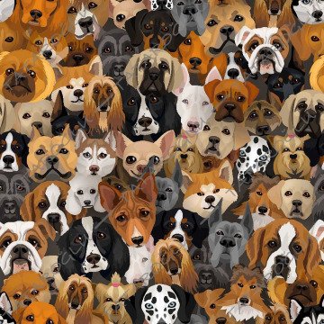 Karışık Köpekler Desenli Dijital Baskılı Kumaş