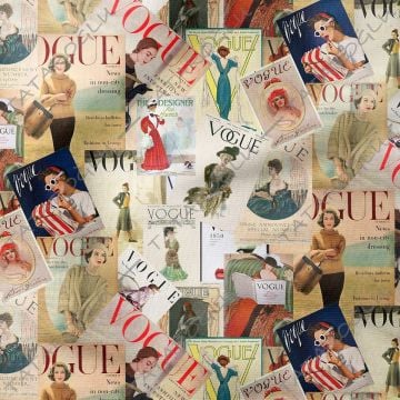Vogue Eski Dergi Kapakları Desenli Dijital Baskılı Kumaş(SONBAHAR İNDİRİMİ)