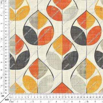Yaz Koleksiyonu-İskandinav Geometrik Yapraklı Çok Amaçlı Dekoratif Dijital Baskı Kumaş