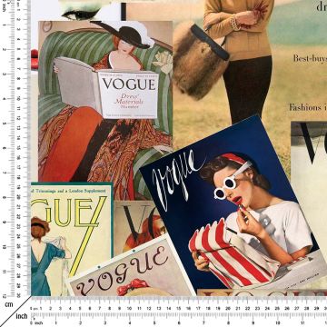 Vogue Eski Dergi Kapakları Desenli Dijital Baskılı Kumaş(SONBAHAR İNDİRİMİ)