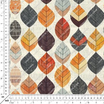 Yaz Koleksiyonu-İskandinav Yapraklı Geometrik Çok Amaçlı Dekoratif Dijital Baskı Kumaş