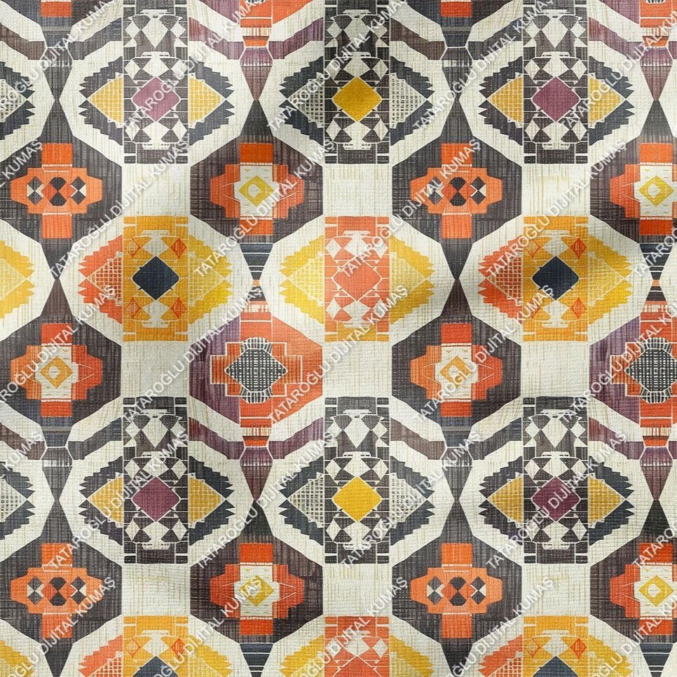 Yaz Koleksiyonu-İskandinav Geometrik Çok Amaçlı Dekoratif Dijital Baskı Kumaş