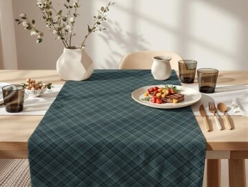 Yılbaşı Koleksiyonu- Yılbaşı Ekose Runner Dikişsiz Panel Kumaş