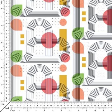 Beyaz Zemin Üzerine Renkli Geometrik Desenler