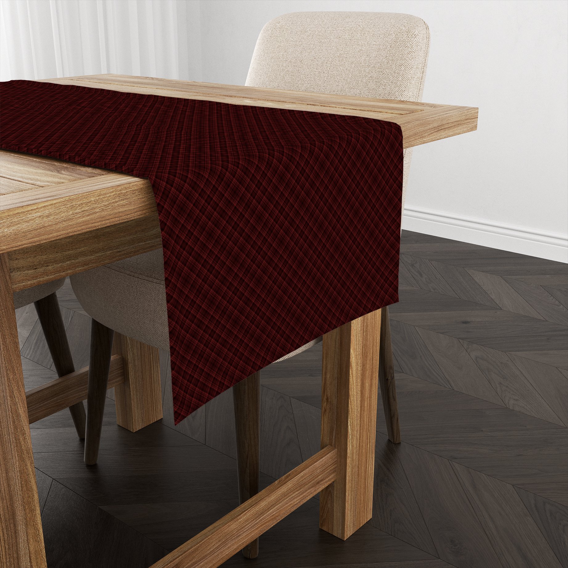 Yılbaşı Koleksiyonu- Yılbaşı Ekose Runner Dikişsiz Panel Kumaş