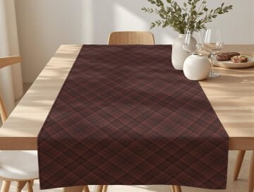 Yılbaşı Koleksiyonu- Yılbaşı Ekose Runner Dikişsiz Panel Kumaş