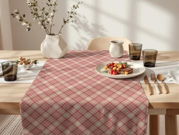 Yılbaşı Koleksiyonu- Yılbaşı Ekose Runner Dikişsiz Panel Kumaş