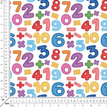 Back to School- Okula Dönüş, Renkli Rakam Desenli Dijital Baskılı Kumaş