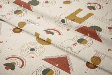 Bohemian, Stylized Geometric Patterns on Cream Ground