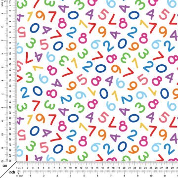 Back to School- Okula Dönüş, Renkli Rakamlar Desenli Dijital Baskılı Kumaş