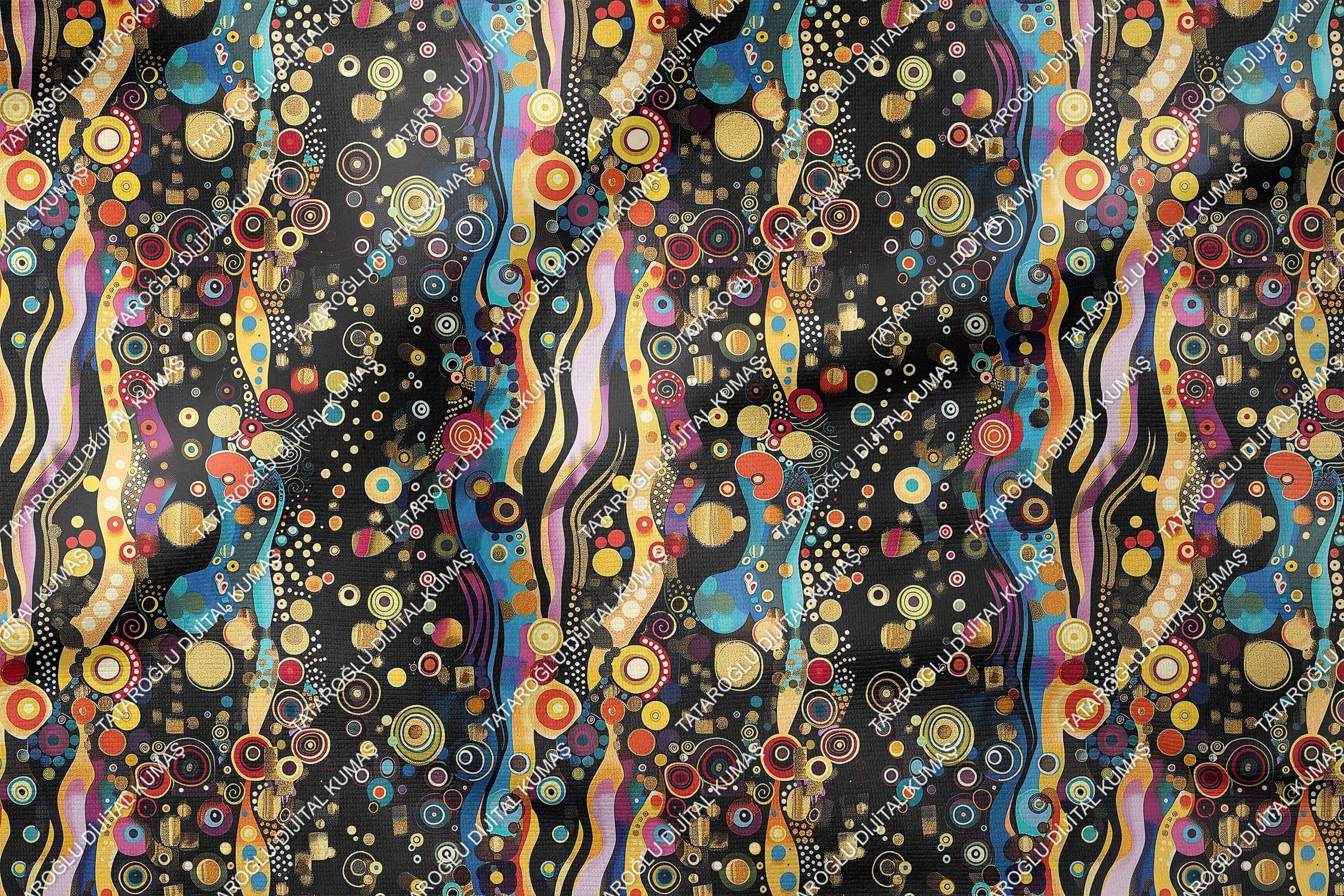 Gustav Klimt Inspiration, Art Deco Multi-Purpose Decorative Digital Printed Fabric