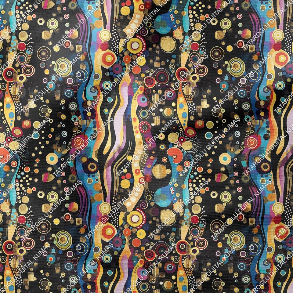 Gustav Klimt Esintisi, Art Deco Çok Amaçlı Dekoratif Dijital Baskı Kumaş