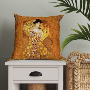 Gustav Klimt'in Altın Giymiş Kadın Model 1-Pano Kırlent 2'li Set Dikilmemiş