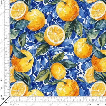 Azulejo Limon Desenli Tasarım Dijital Baskılı Kumaş-1